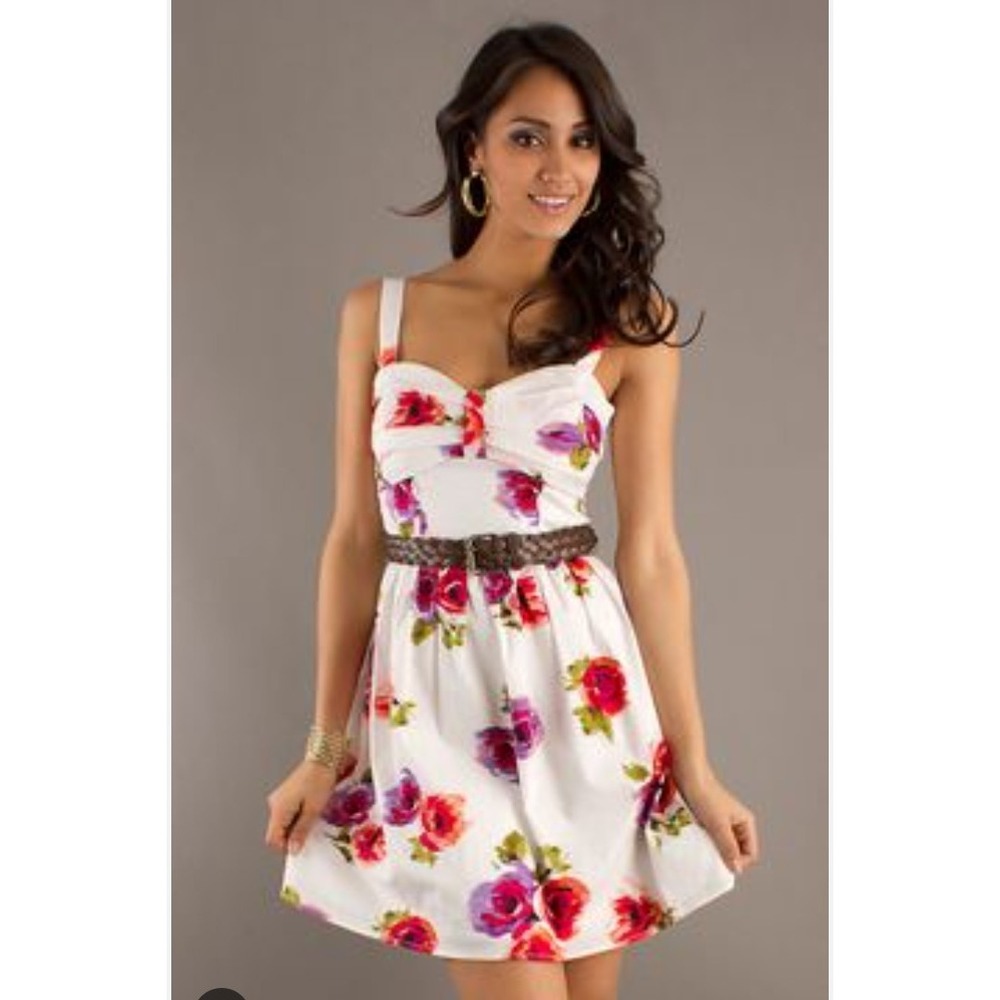 City Triangle A-Line Style Dress Junior Size Floral Design Size 9.